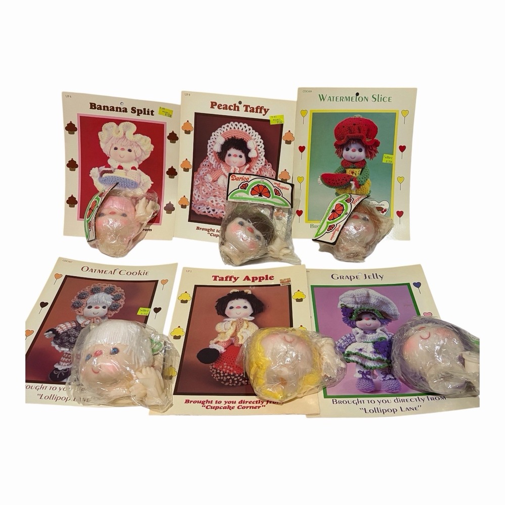 New Darice Doll Yarn Hair Head w/ Hands Set & books 12 Piece Craft Vintage